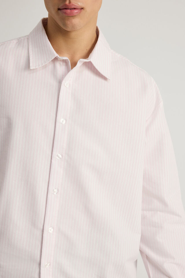 Open Gallery Boxy Cropped Long Sleeve Shirt, OG ICE PINK PINSTRIPE/EVERYDAY
