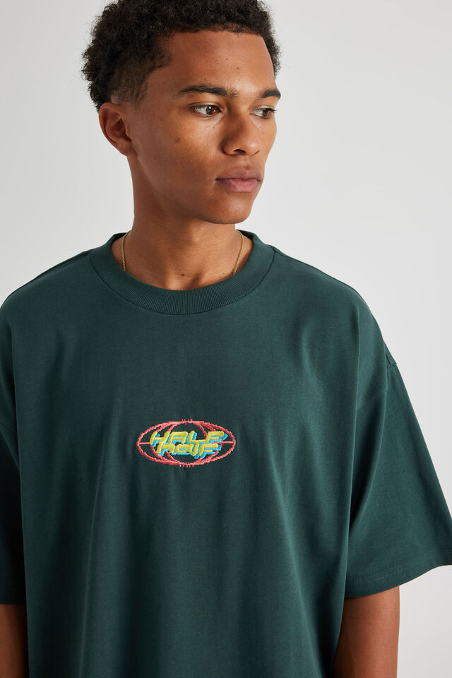 Half Half Heavyweight Box Fit Graphic Tshirt, HH IVY GREEN/DIGITAL GLOBE