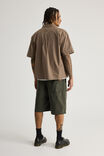 Half Half Pleated Woven Short, DEEP KHAKI - alternate image 3