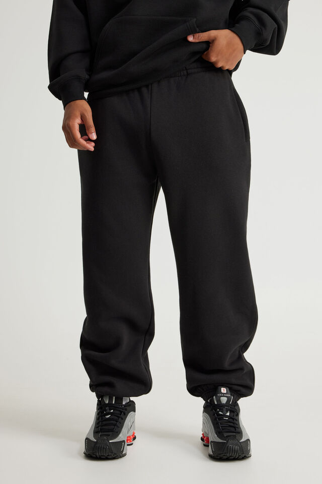 Baggy Cuffed Trackpant, BLACK