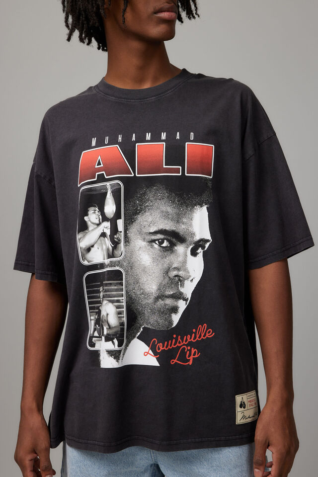 Oversized Muhammad Ali T Shirt, LCN ALI WASHED BLACK/MUHAMMAD ALI HOMAGE