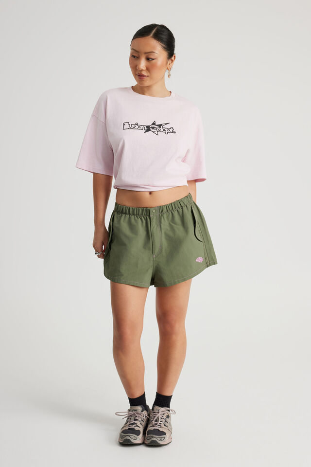 Open Gallery Off Duty Pull On Short, FATIGUE GREEN