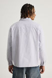 Open Gallery Boxy Cropped Long Sleeve Shirt, OG INDIGO PINSTRIPE/EVERYDAY ART - alternate image 3