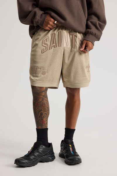 Nfl Basketball Short, LCN NFL BEIGE/SAINTS SHADOW