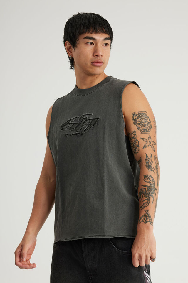 Notion Muscle Tank, NTN WASHED BLACK/SWOOSH LOGO