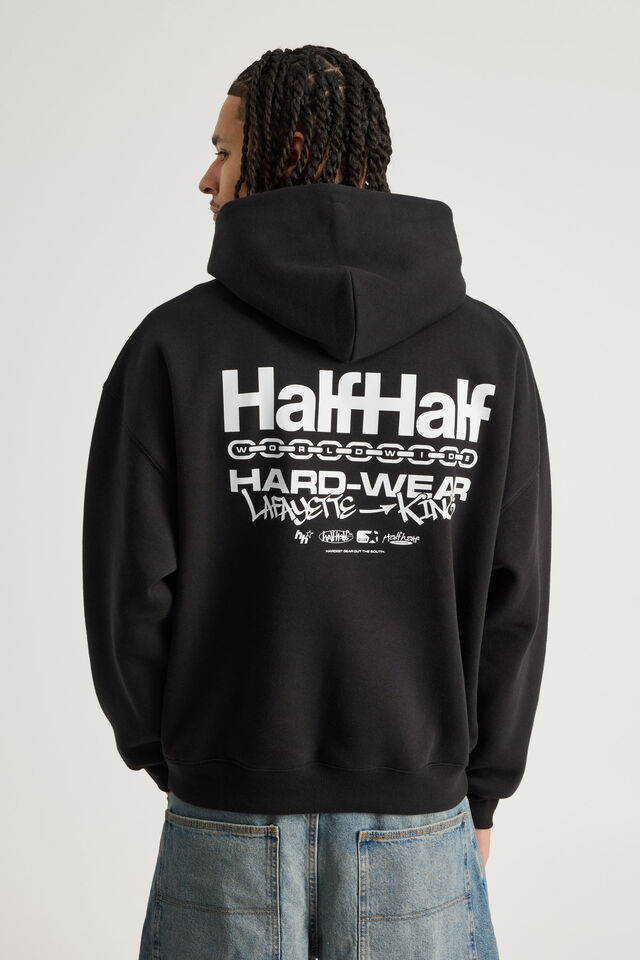 Half Half Hoodie, HH BLACK/HARD WEAR