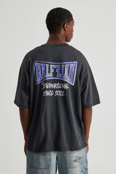 Half Half Heavyweight Box Fit Graphic Tshirt, HH WASHED SLATE/HALF HALF INTERNATIONAL