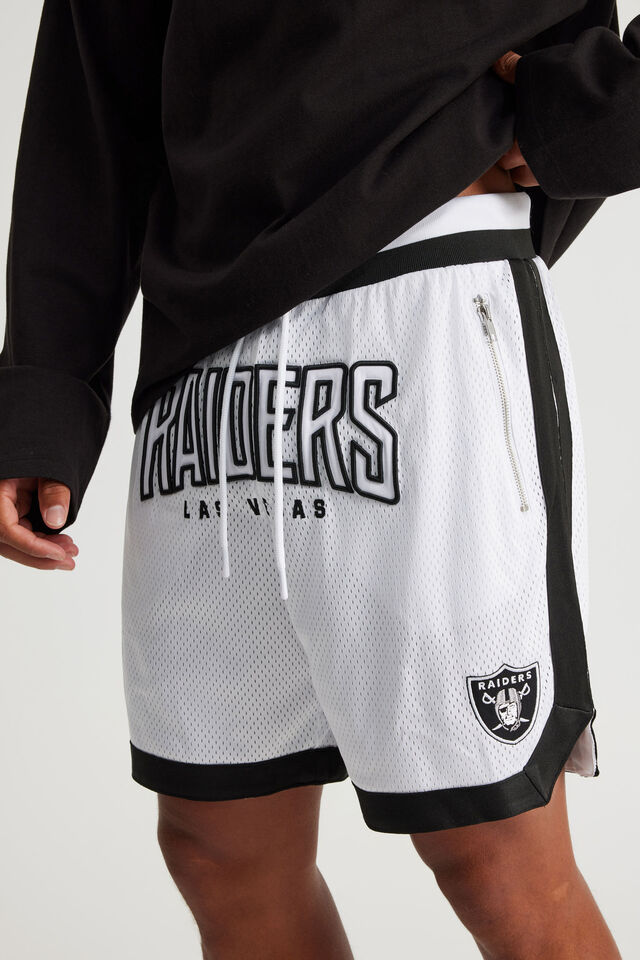 Nfl Basketball Short, LCN NFL WHITE/RAIDERS SIDE STRIPE