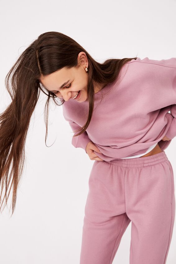 Oversized Crew Neck Sweater, DUSTY PURPLE