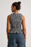 Ella Shirred Tank, BLACK GINGHAM - alternate image 3