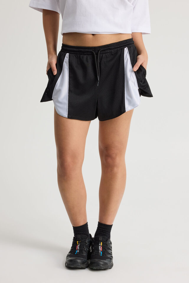 Panelled Basketball Short, BLACK_WHITE