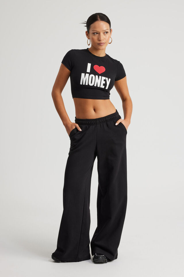 Fitted Graphic Tee, BLACK/LOVE MONEY