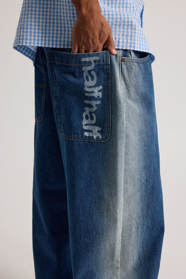 Half Half El Grande Baggy Jean, CLASSIC BLUE EXTREME SIDE SPRAY