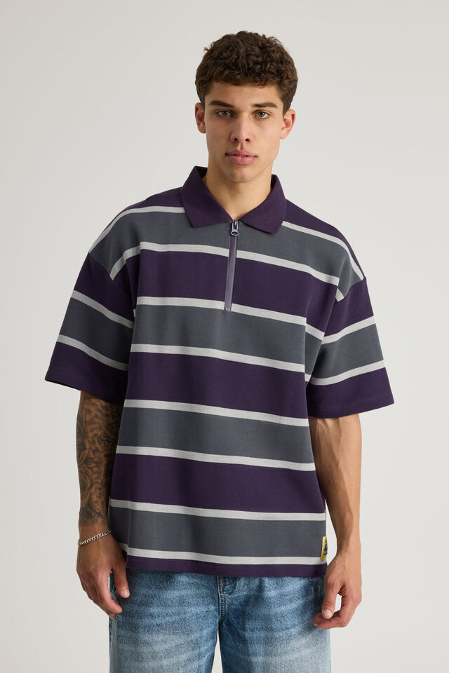 Half Half Polo, HH SLATE STRIPE/HALF HALF SUNDAY