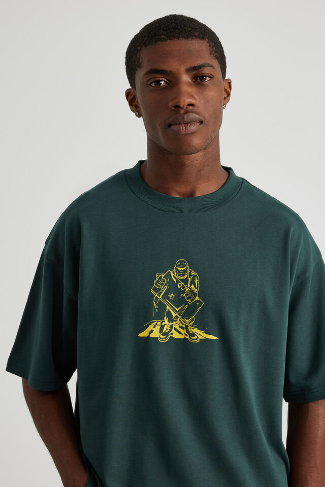 Half Half Heavyweight Box Fit Graphic Tshirt, HH DEEP KHAKI/FALLOUT