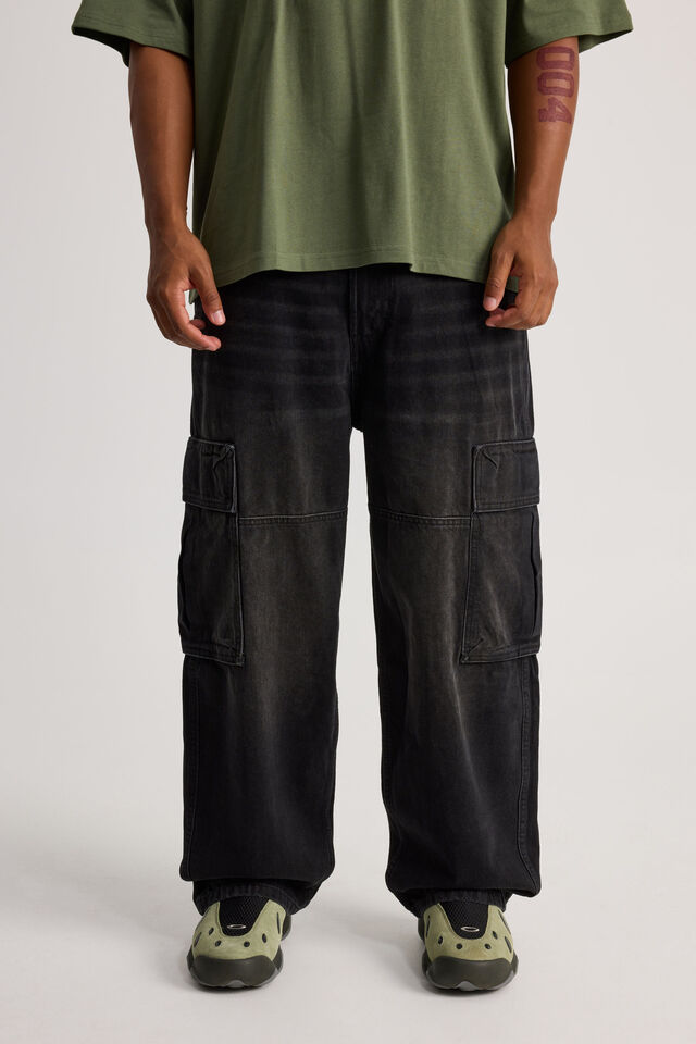 Half Half Ultra Cargo Jean, BLACK ROCK