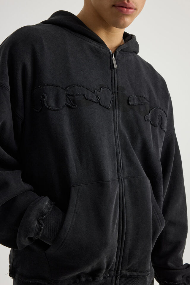 Notion Zip Thru Hoodie, NTN WASHED BLACK/NOTION LOGO