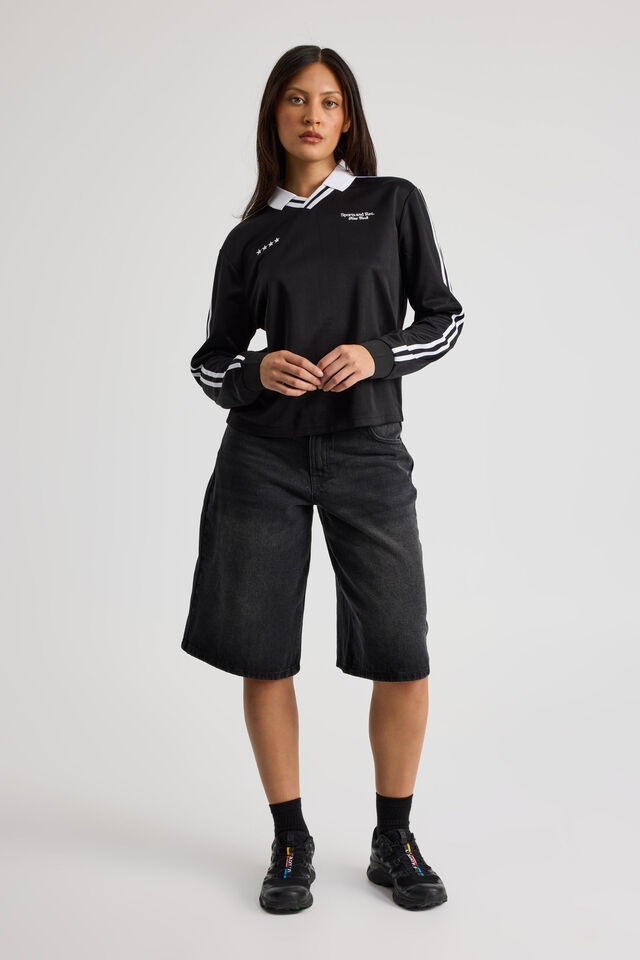Long Sleeve Fitted Sports Jersey, BLACK/SPORTS & REC