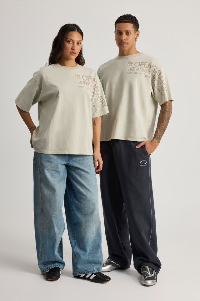 Open Gallery Box Fit Tshirt, OG WASHED PEBBLE/SLEEVE PROMO