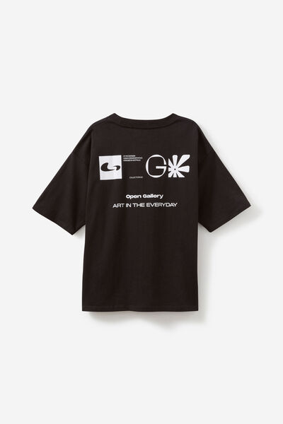 Open Gallery Heavyweight Box Fit Tshirt, OG BLACK/OPEN GALLERY MOTIFS