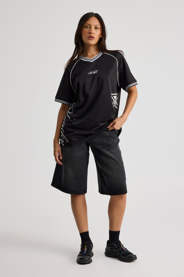 V Neck Sports Jersey, BLACK/LEGACY
