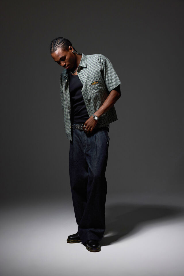 Half Half El Grande Baggy Jean, PLEATED DARK RAW