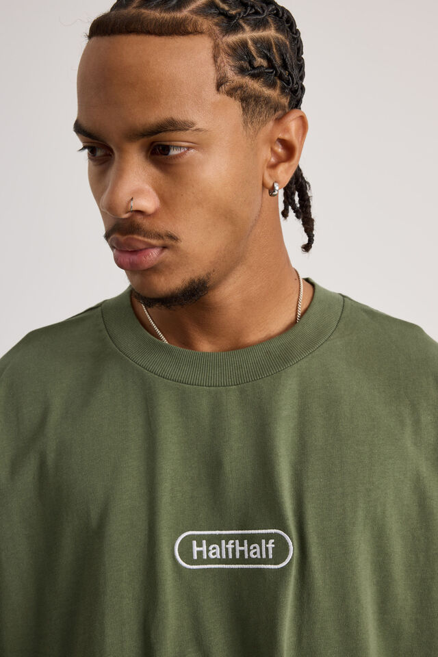 Half Half Heavyweight Box Fit Graphic Tshirt, HH CYPRESS GREEN/CLASSIC HALF HALF PILL