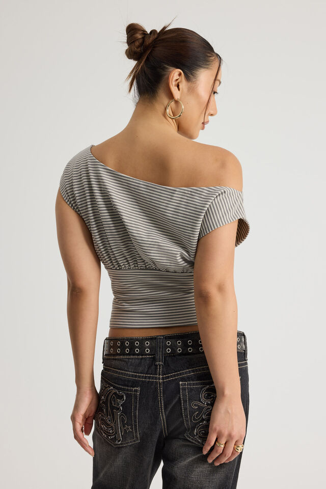 Batwing Top, PUMICE/ASH GREY STRIPE