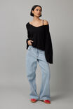 Charlie V Neck Knit Jumper, BLACK - alternate image 2