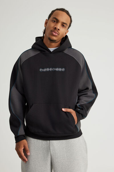 Half Half Hoodie, HH BLACK/SLATE PANEL