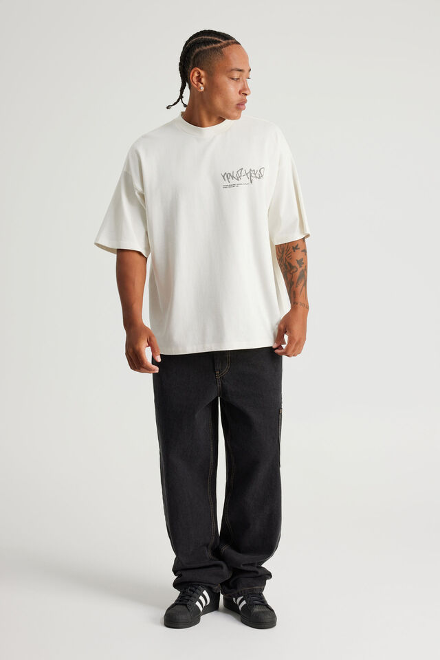 Half Half Heavyweight Box Fit Graphic Tshirt, HH CLOUD/TAGLINE