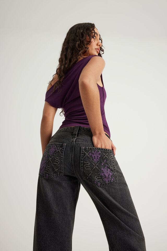 Luca Low Rise Bootleg Jean, STORM BLACK