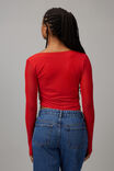 Ally Mesh Square Neck Long Sleeve, SCARLET RED - alternate image 3