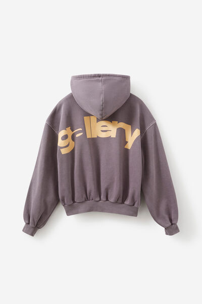 Open Gallery Boxy Hoodie, MYSTIC PURPLE/ OG TUMERIC