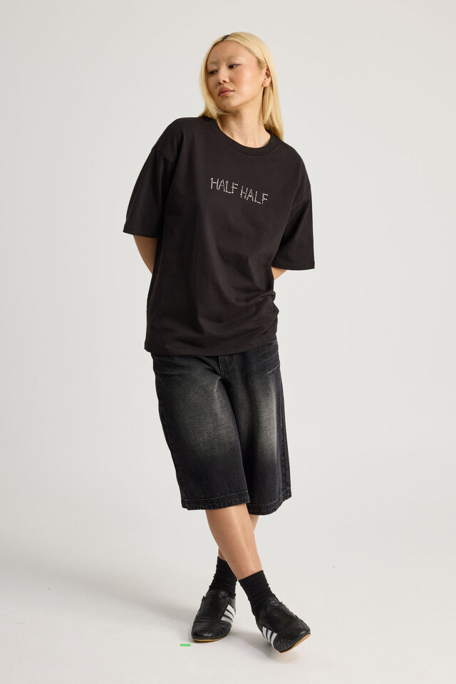 Half Half Box Fit Graphic T Shirt, HH BLACK/THAT HALF HALF BRAND