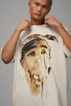 Oversized Music Merch T Shirt, LCN BRA WASHED IVORY/TUPAC HERO - alternate image 2