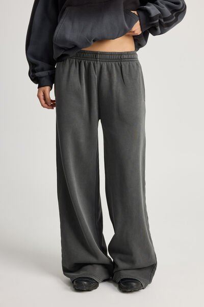 Classic Wide Leg Trackpant, WASHED BLACK