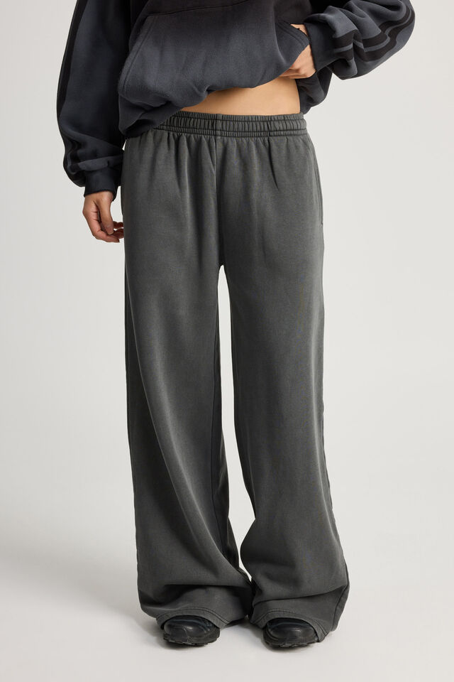 Classic Wide Leg Trackpant, WASHED BLACK