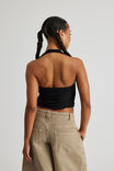 Piper Mesh Wrap Halter Top, BLACK - alternate image 3
