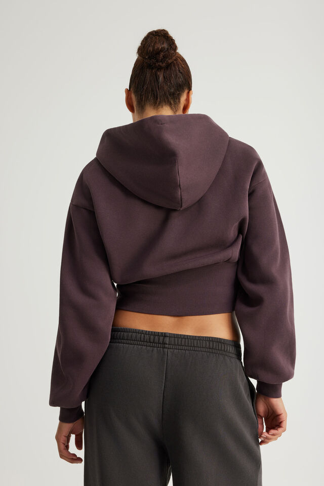 Authentics Shrunken Zip Through Hoodie, WASHED FROZEN BERRY