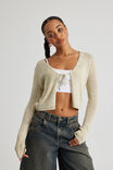 Metallic Tie Front Knit Cardigan, GOLD - alternate image 1