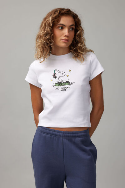 Snoopy Slim Fit Graphic Tee, LCN PEA WHITE/SNOOPY SOUND