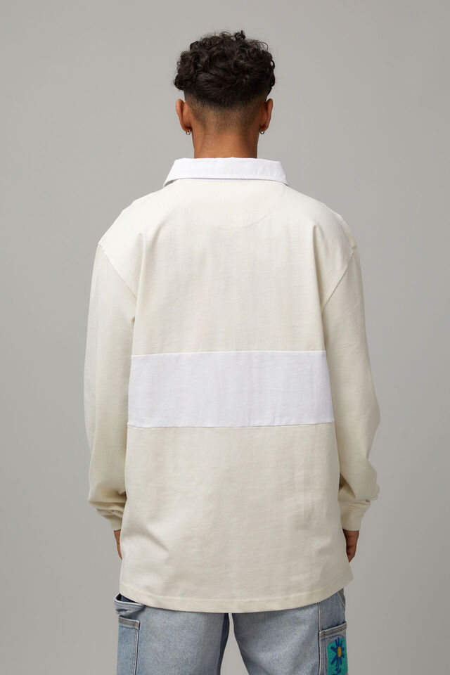 Long Sleeve Polo, IVORY/WHITE