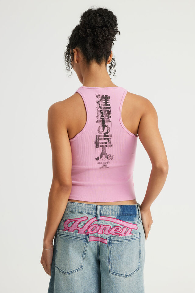Graphic Racer Tank, BLACK/PINK CROSSFIRE