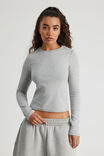 Authentics Fitted Long Sleeve Top, GREY MARLE - alternate image 1