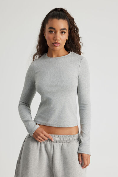Authentics Fitted Long Sleeve Top, GREY MARLE