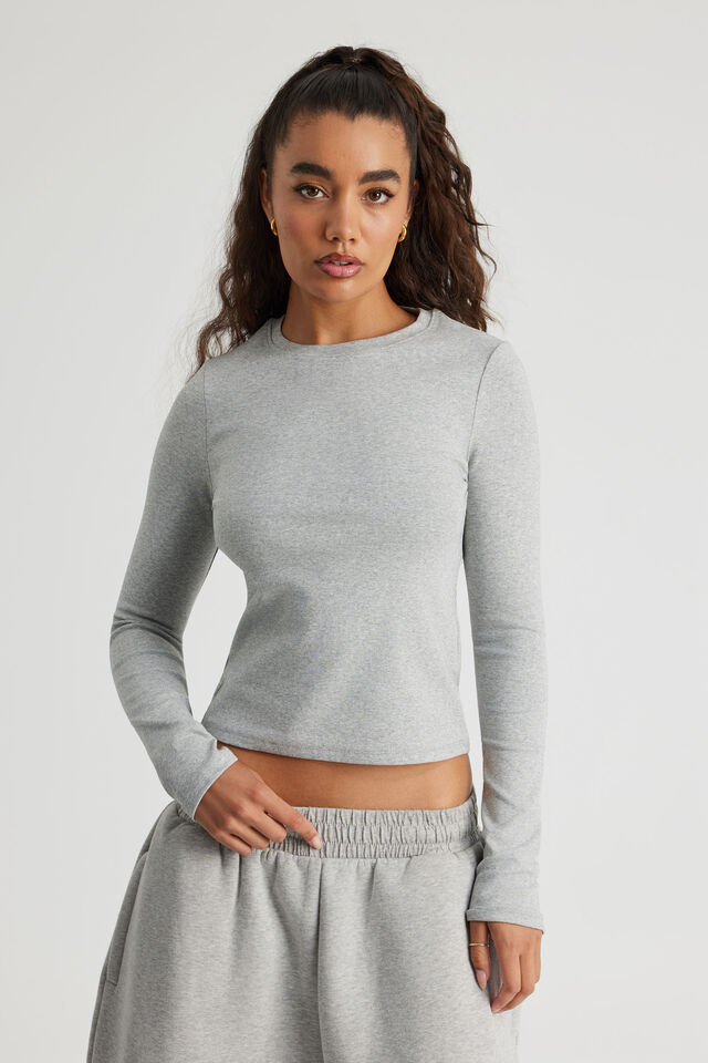 Authentics Fitted Long Sleeve Top, GREY MARLE