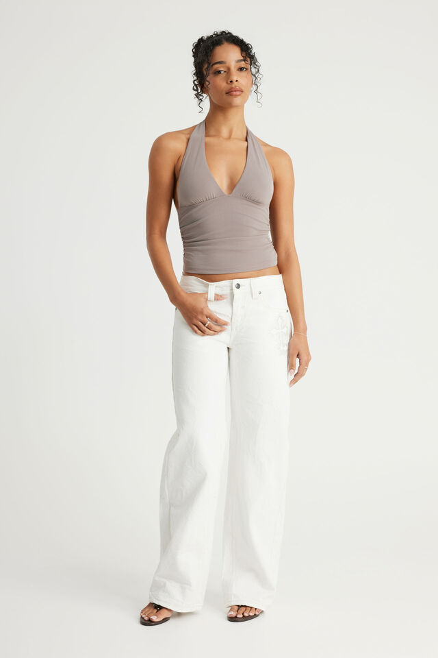 Soft Washed Halter Top, MUSHROOM