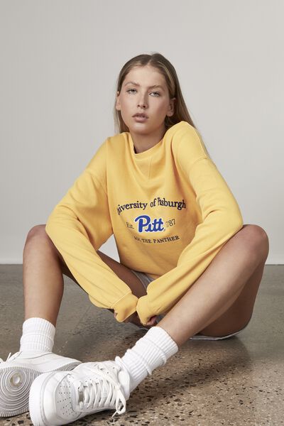 Lcn College Oversized Graphic Crew, LCN PIT WASHED YELLOW/UNIVERSITY OF PITT