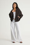 Open Gallery Boxy Zip Through Hoodie, OG WASHED CHOC NOIR/GALLERY SWIRL - example image 2